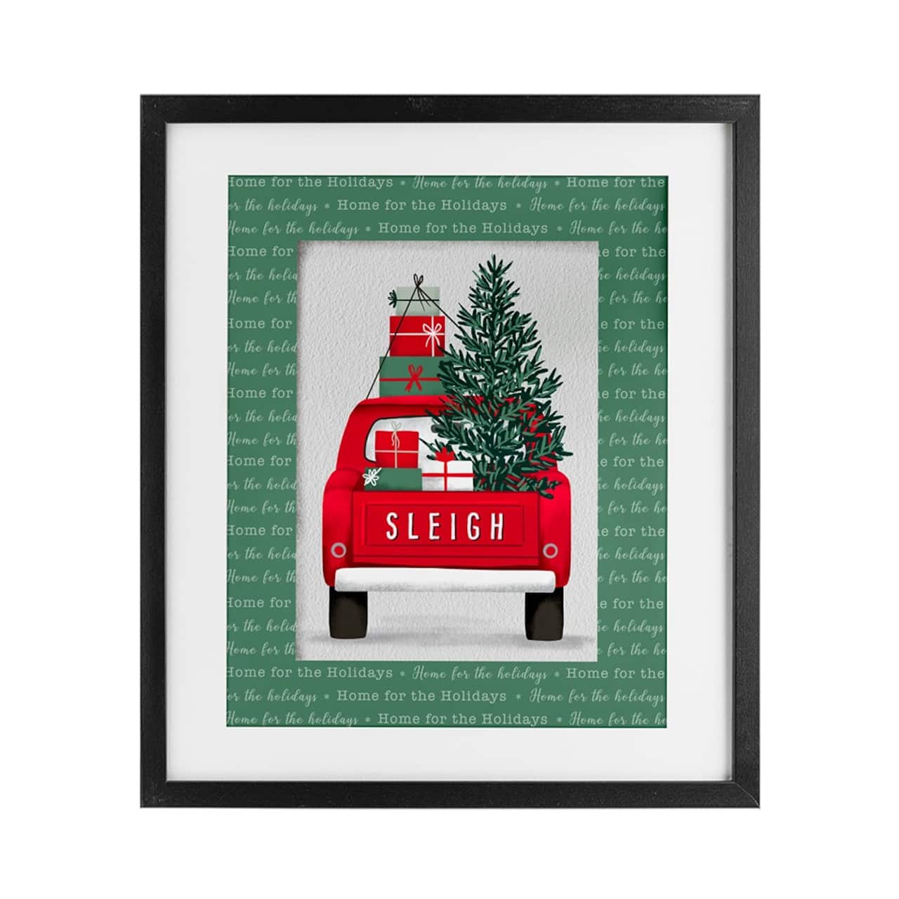 Stupell Industries Sleigh Truck with Christmas Phrases Framed Print Under Glass Wall Art